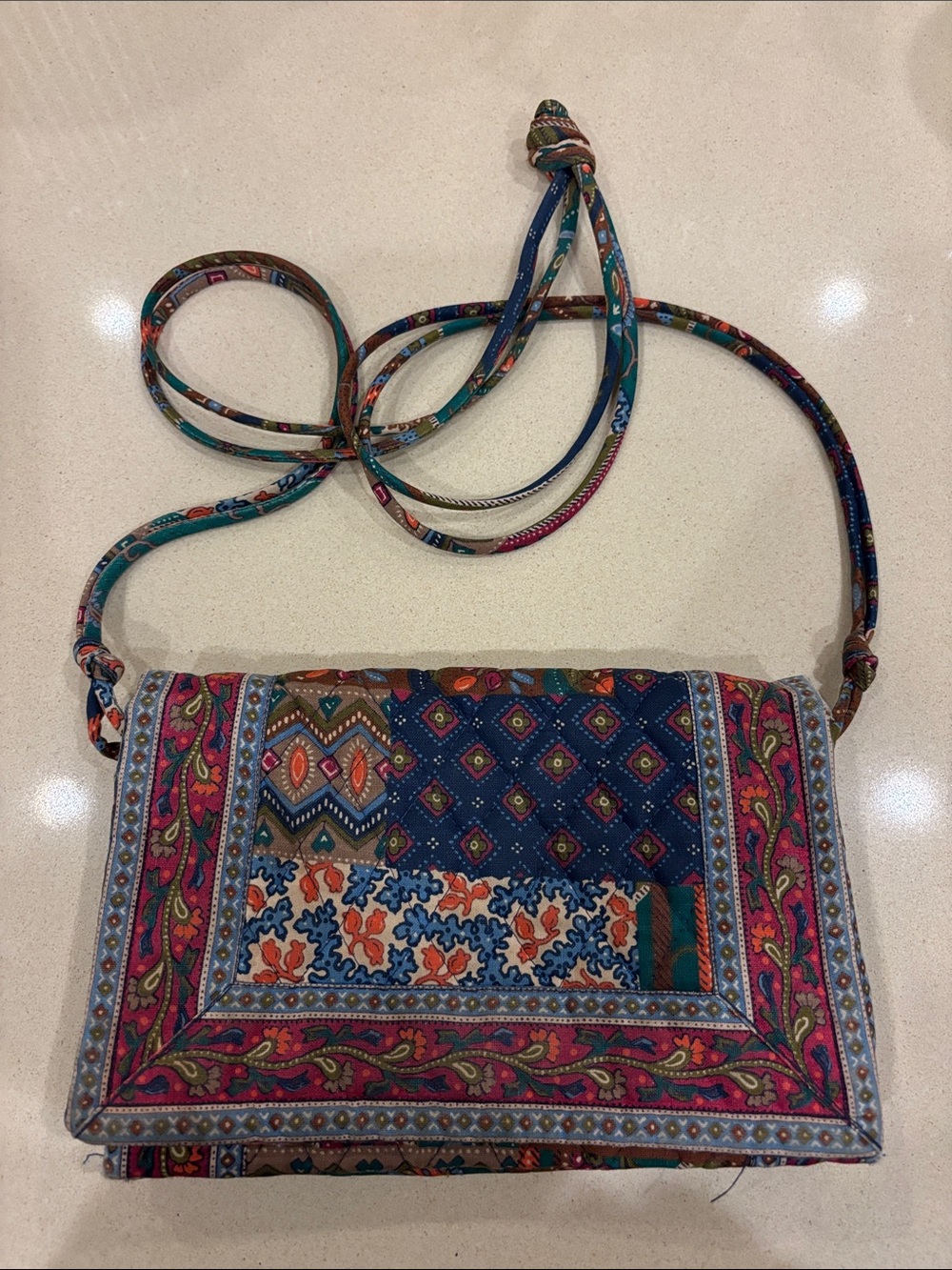 Vera Bradley Blue Teal Pink Patterned Crossbody
